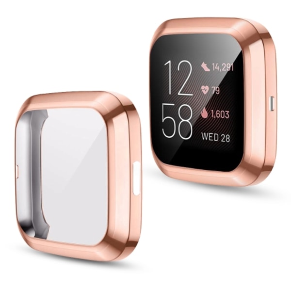 För Fitbit versa 2 Plating TPU All-inclusive Protective Shell Rose gold