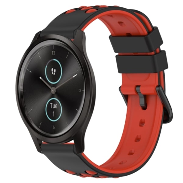 För Garmin Garminmove Style 20 mm tvåfärgade porösa watch Black-Red