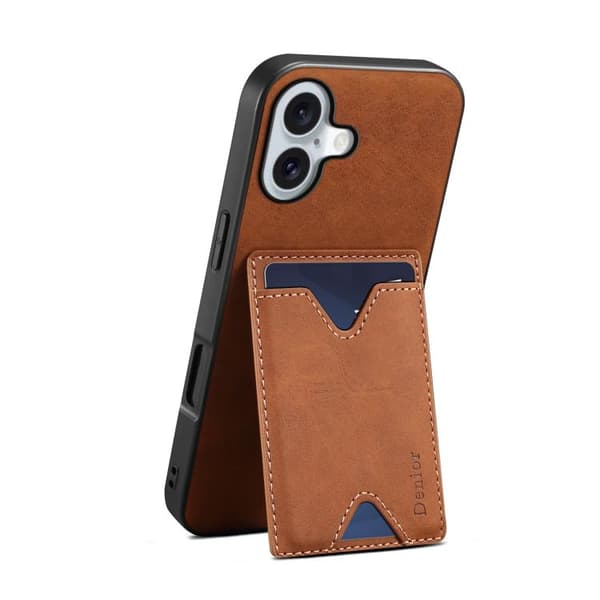 iPhone 17 Skal med kortfack - Denior D06 PU baksida Brun