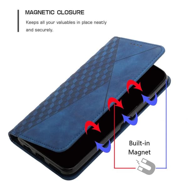 iPhone 17 Skal läderfodral - diamantsplicing med magnetisk känsla Blå