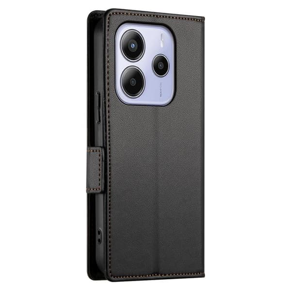Redmi Note 14 4G - Global Sidobuckle Magnetisk Frostad Läderfodral Svart
