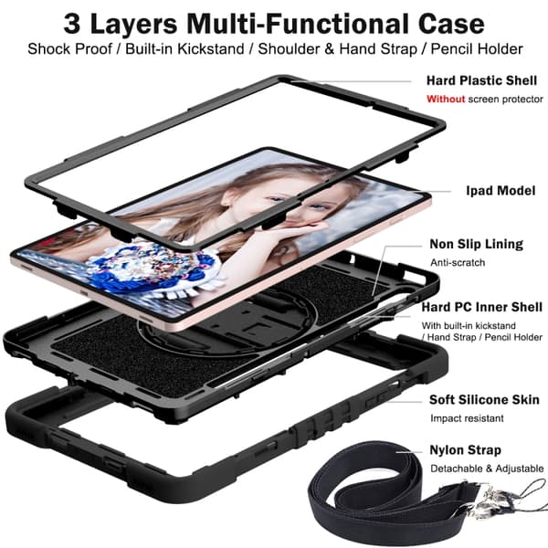 Samsung Galaxy Tab S7/S8 360° Rotationsfodral i Silikon + PC Svart