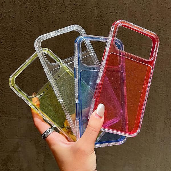 iPhone 17 Pro Skal 3-i-1 TPU + PC med Glitterpulver Blå