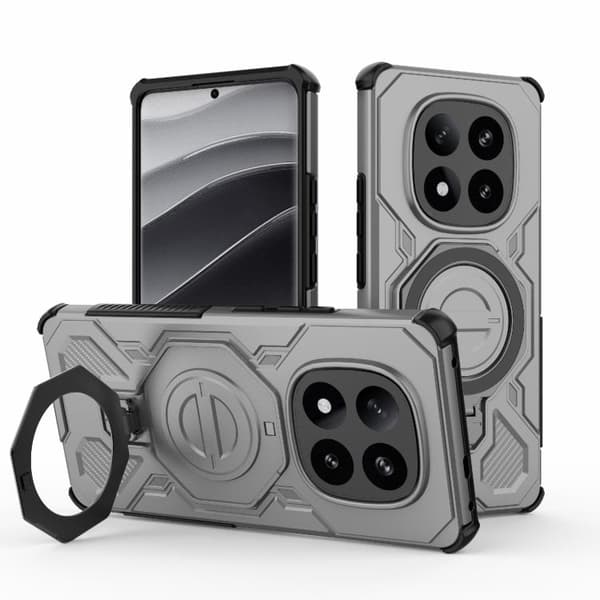 Redmi Note 14 Pro+ 5G Global - J-20 Solid Färg MagSafe Magnetisk TPU+PC Mobilskal Grå