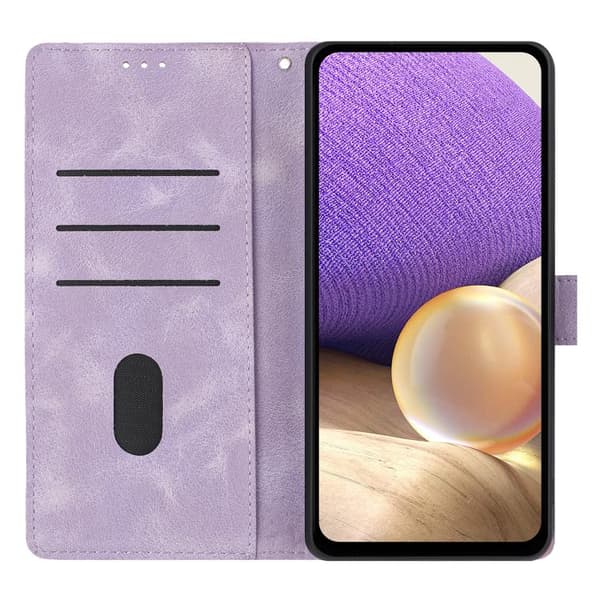 Redmi A5 4G - Triangulär Prägling Läderfodral Purpur