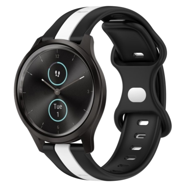 För Garmin Garminmove Style 20 mm Butterfly Spänne Tvåfärgad watch Black-White