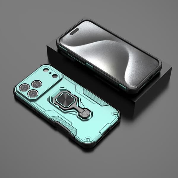 iPhone 18 Pro Max / iPhone 17 Pro Max Skal med Metall Kickstand och TPU Hybrid PC Grön