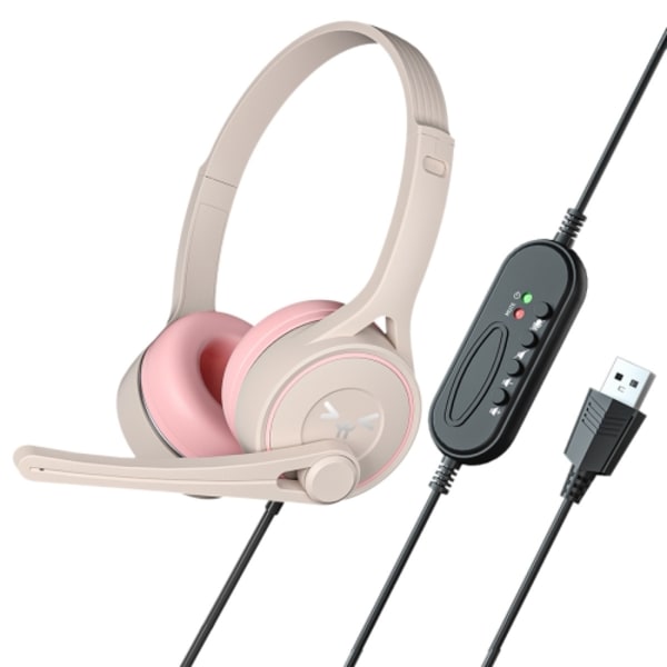 SOYTO SY-G30 Trådbundet brusreducerande ergonomiska spelheadset, Gränssnitt: USB Grå rosa