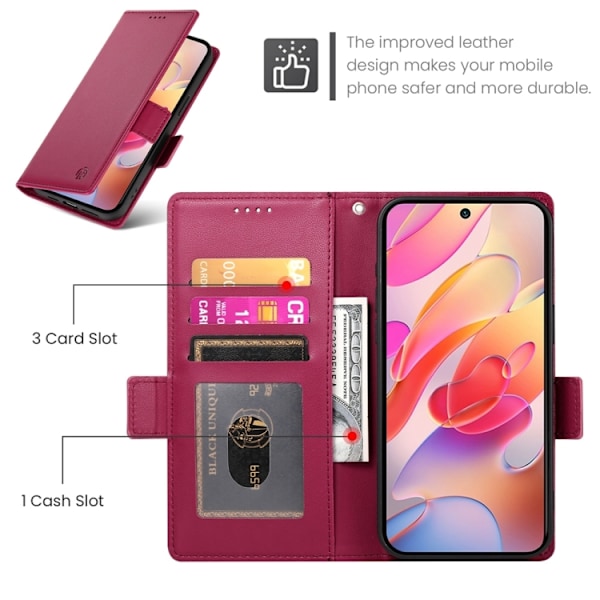 Samsung Galaxy A26 5G Skal med Magnetisk Frostad Läder och Sidobuckle Vinrött