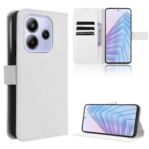 Redmi Note 14 4G - EU Version Diamanttextur Läderfodral Vit