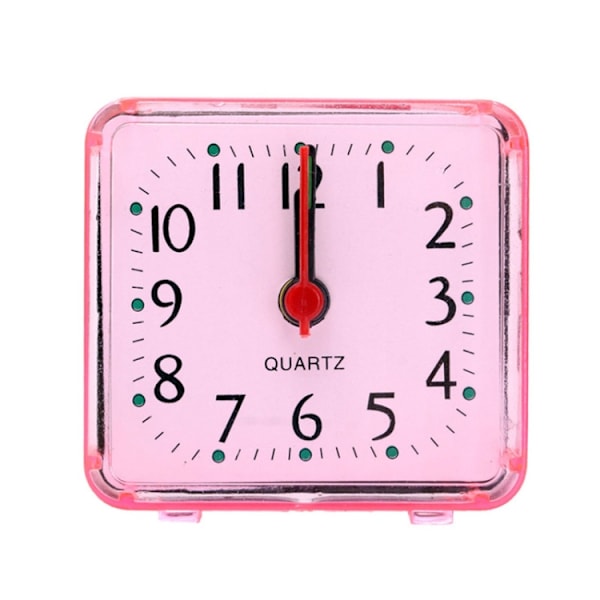 Kvadratisk väckarklocka transparent fodral kompakt digital mini sovrum sängbordskontor elektronisk klocka (rosa)