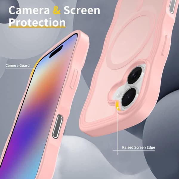 iPhone 17 Skal med Vågtextur och MagSafe Rosa