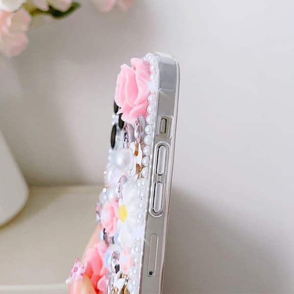 iPhone 16 Pro Rose Hand-set Diamond Skal Rosa