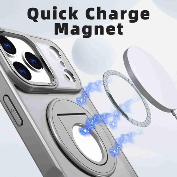 iPhone 18 Pro Max / iPhone 17 Pro Max Skal med roterande ring och magnetisk hållare Titangrå