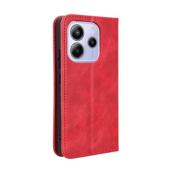 Redmi Note 14 4G - Magnetisk Spänne Retro Textur Läder fodral EU-version Röd
