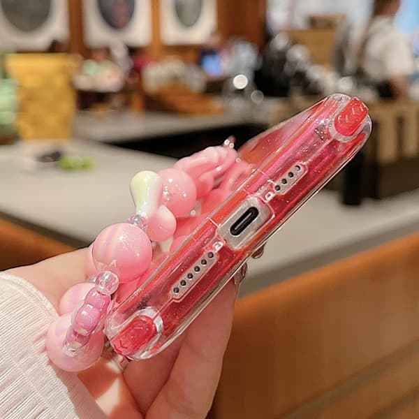 iPhone 18 Pro Max / iPhone 17 Pro Max Skal - TPU + PC med Glittrande Paljetter och Armband - Fullt Skydd Blå