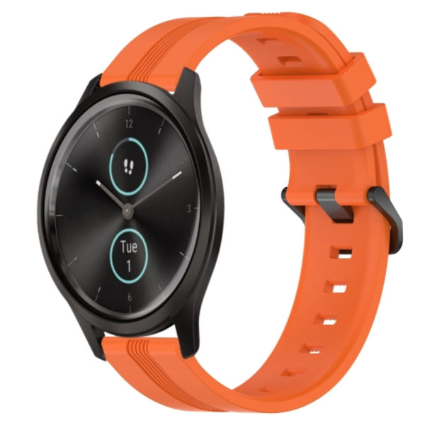 För Garmin Garminmove Style 20 mm konkavt randigt Slicone watch Orange