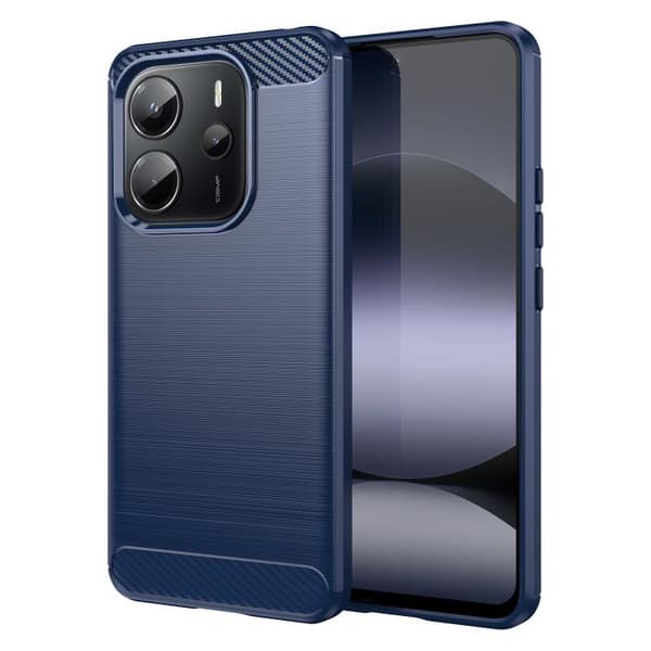 Redmi Note 14 4G - TPU fodral med Kolfiberborstad Textur Blå