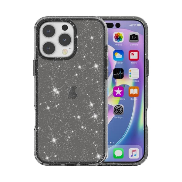 iPhone 16 Pro Max Shockproof Terminator Glittrande Pulver Skal Svart