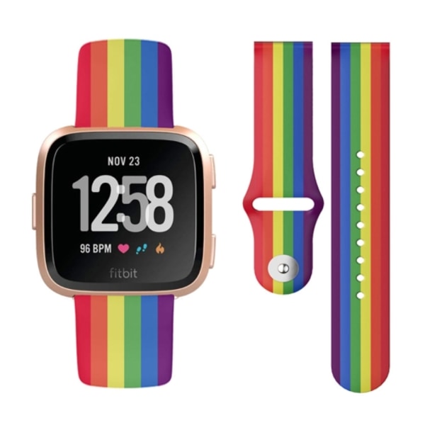 För Fitbit Versa 2 / Lite 22 mm omvänt spänne printed watch Rainbow