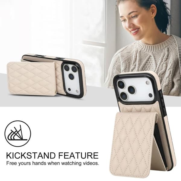 iPhone 17 Pro Rhombisk Kortväska RFID Skal Vit