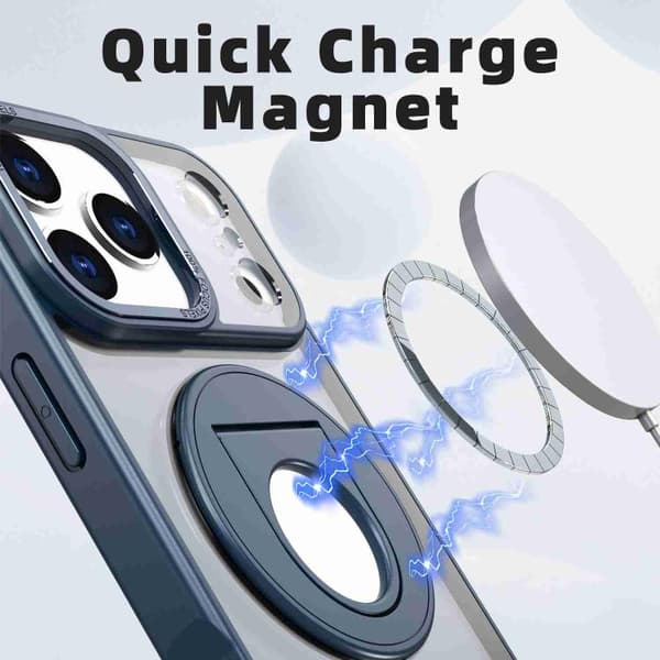 iPhone 18 Pro Max / iPhone 17 Pro Max Skal med roterande ring och magnetisk hållare Blå