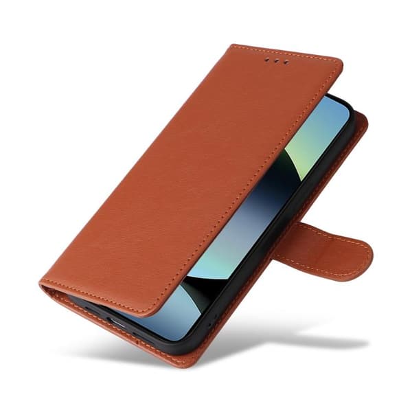 Redmi Note 14 4G - Multifunktionellt läderfodral med 3 kortplatser, Brun