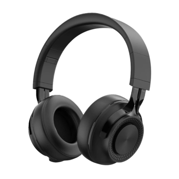 P1 Trådlösa Bluetooth 5.0 Stereo Mjuka Läder Öronmuffar Fällbara Headset Inbyggd Mikrofon för PC / Mobiltelefoner Svart