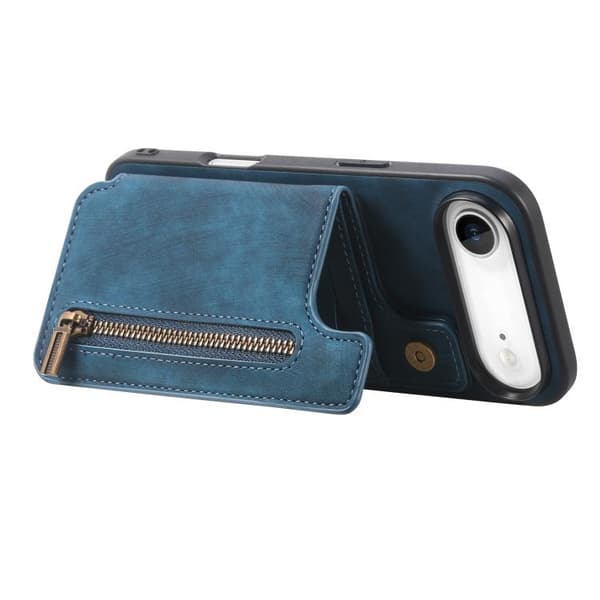 iPhone 17 Air Retro Läder Zipper Skal Blå
