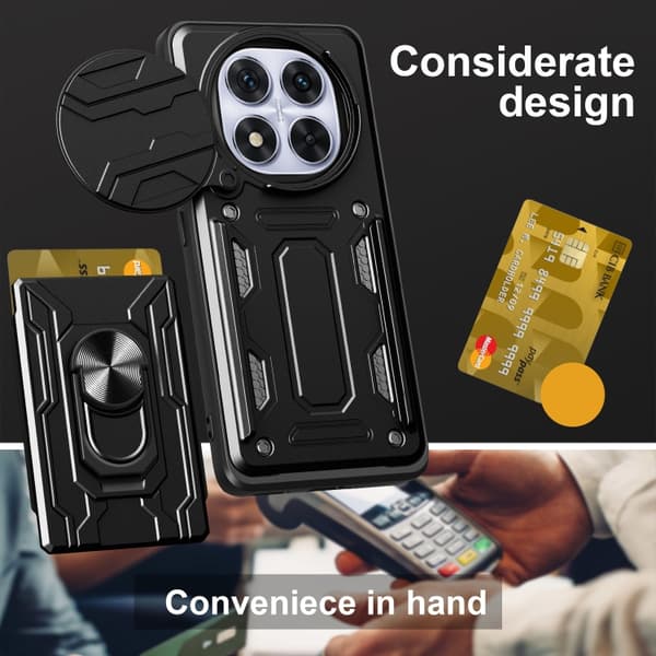 Redmi Note 14 Pro+ 5G Fodral med Sliding Camshield TPU+PC och Kortfack Blå