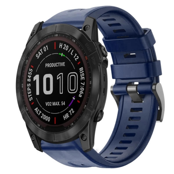 För Garmin Fenix ​​7X metallspänne i enfärgad watch Navy Blue