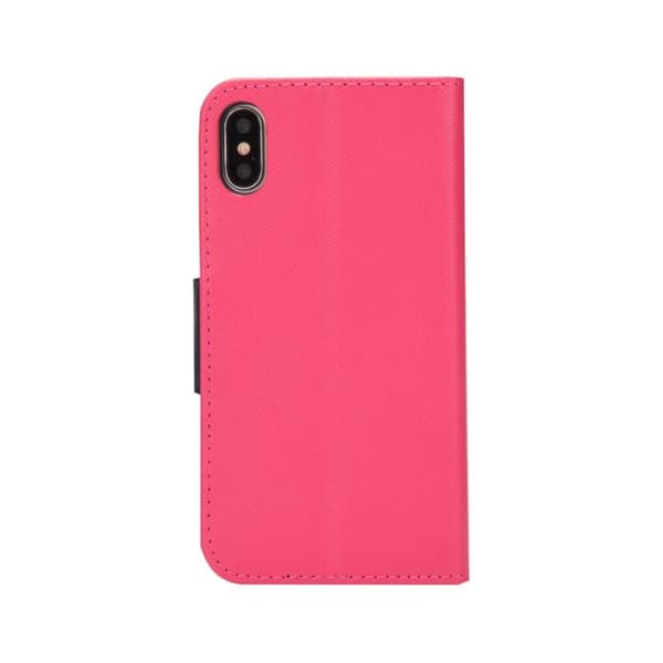 iPhone 18 Pro Max / iPhone 17 Pro Max Skal läderfodral - Mercury Kontrastfärg och Splicing Rosröd