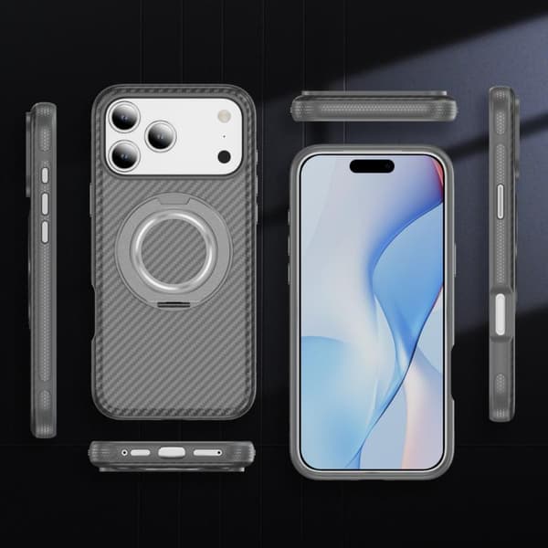 iPhone 18 Pro / iPhone 17 Pro Skal - Kolfiber med MagSafe C-Typ Ljusgrå+Grå