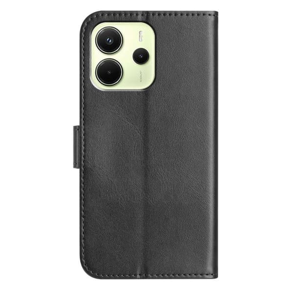 Redmi Note 14 5G - Dubbelvikts S-formad Läderfodral Svart