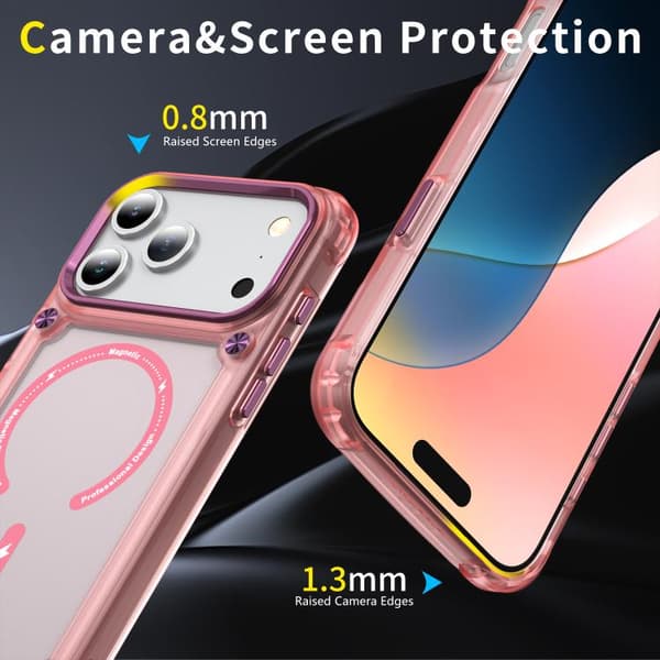 iPhone 18 Pro Max / iPhone 17 Pro Max Skal - TPU + PC med MagSafe Magnetisk Transparent rosa