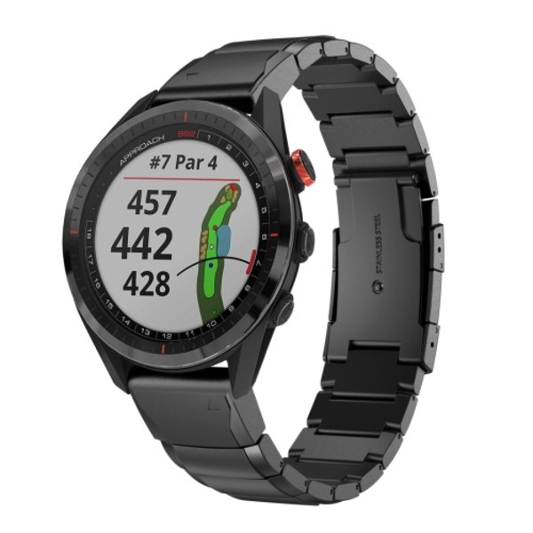 För Garmin Approach S62 22mm Tortoise Shell watch i rostfritt stål Black