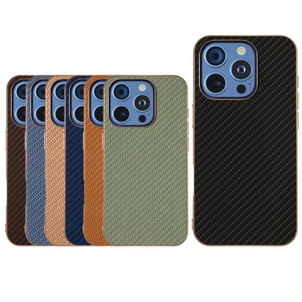 iPhone 16 Pro Nano Elektropläterad Kolfiber Textur Skal Brun