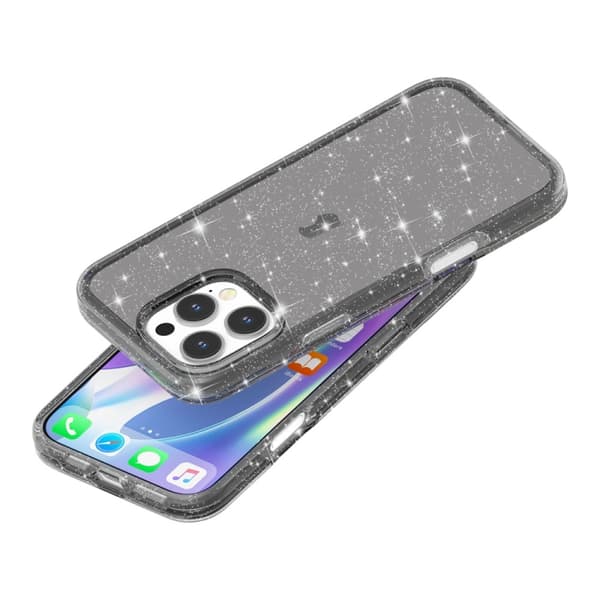 iPhone 16 Pro Shockproof Terminator Glittrande Pulver Skal Svart