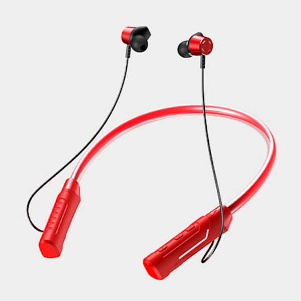 JG4 Blinkande LED Halsmonterade Stereo Bluetooth Trådlösa Hörlurar Röd