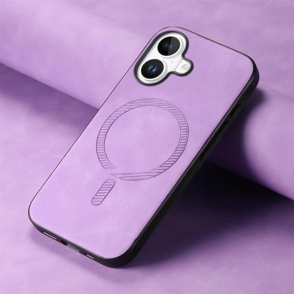 iPhone 17 Skal - Solid Färg Retro Magsafe PU Purpur