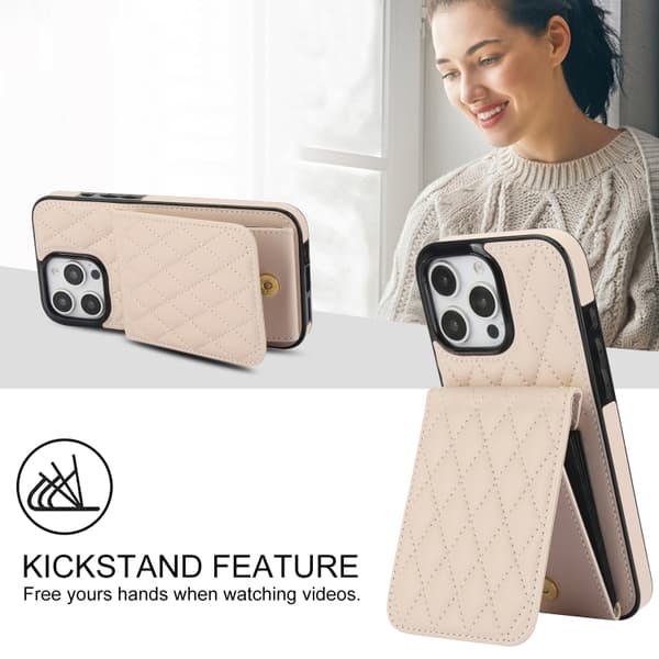iPhone 16 Pro YM015 Rhombisk Kortväska RFID Skal Vit