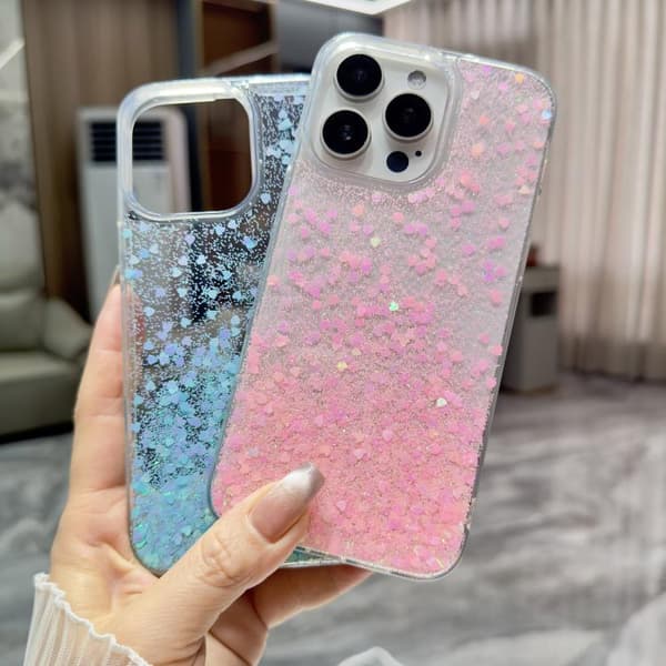 iPhone 18 Pro Max / iPhone 17 Pro Max Skal med Glittrande Gradient - Epoxy TPU Rosa
