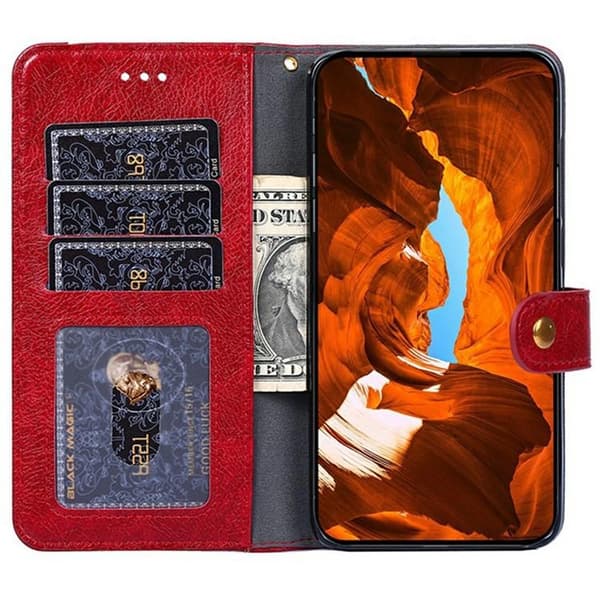 Redmi Note 14 Pro 4G - Läderfodral med dragkedja Röd
