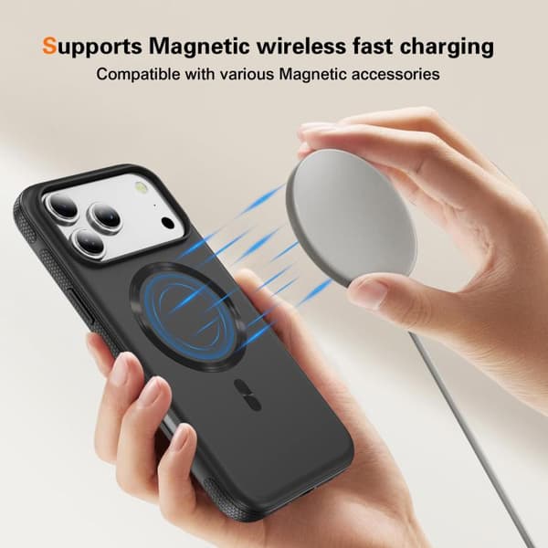 iPhone 18 Pro / iPhone 17 Pro Skal med Imitation Original CD Textur Magsafe PC Hybrid TPU Svart