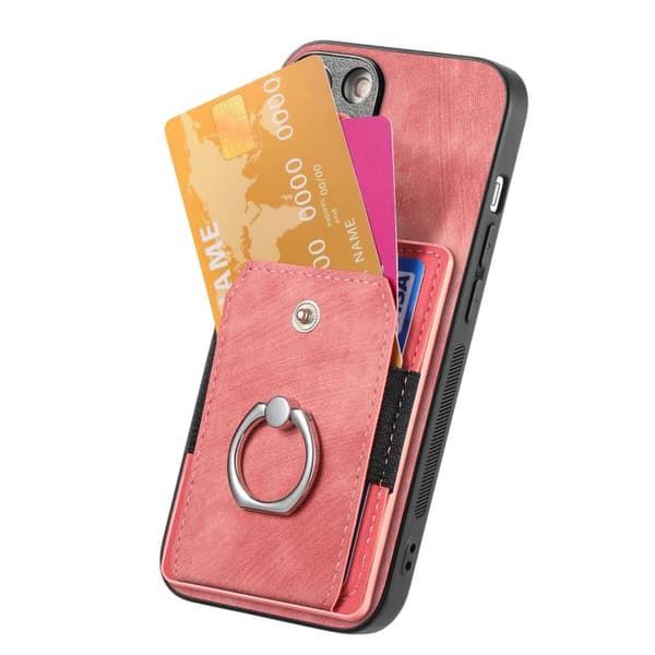 iPhone 18 Pro / iPhone 17 Pro Retro Skinnkänsla Ringkortskal Rosa