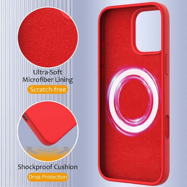 iPhone 16 Pro Shockproof Silikon Magsafe Skal Röd
