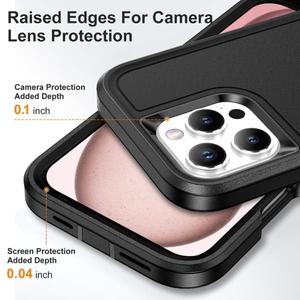 iPhone 16 Pro Max Rugged Skal PC + Silikon med Hållare Svart