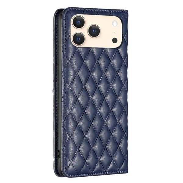 iPhone 18 Pro / iPhone 17 Pro Diamantgaller Magnetisk Läder Flip Skal Blå