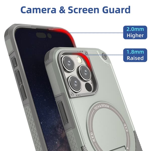 iPhone 16 Pro Armor Magsafe Skal - PC Hybrid TPU Skyddsfodral Grå