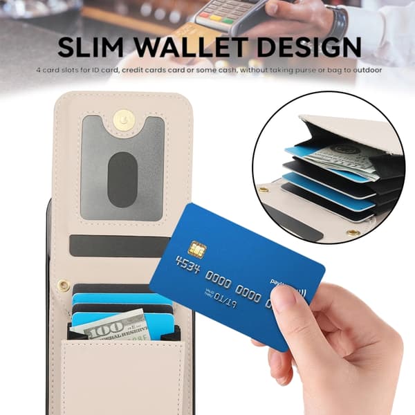 iPhone 16 Pro Max YM015 Rhombisk Kortväska RFID Skal Vit